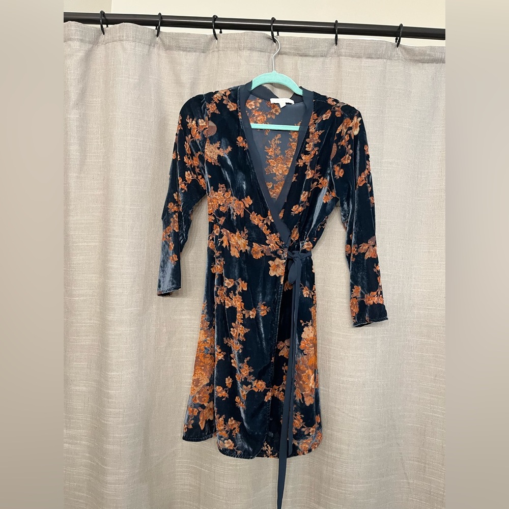 Eri + Ali Enya Blue Velvet Burnout Dress